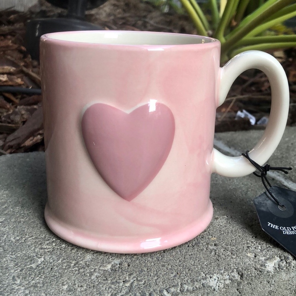 Beautiful Old Pottery Company Pink Watercolor Heart Mug